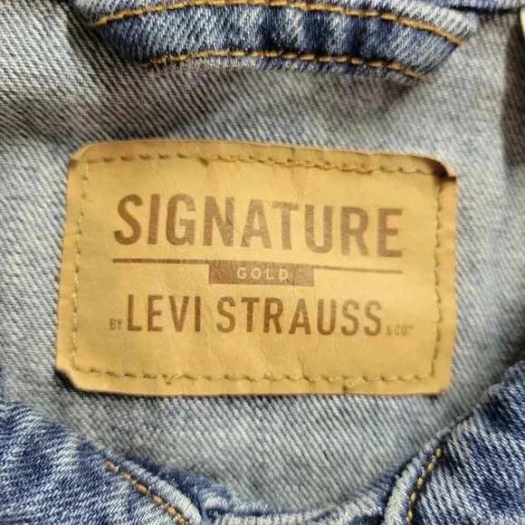 Levi Strauss Signature Gold Men's Extra Large Button Up Medium Wash Denim Jacket - Picture 10 of 13
